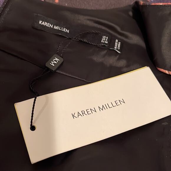 Karen Millen Abstract Print Sleeveless Mini Sheath Dress Purple  Size 4 New - Picture 12 of 16